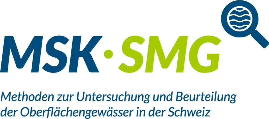 MSK - SMG-Logo, Methoden zur Untersuchung und Beurteilung der Oberflächengewässer in der Schweiz.